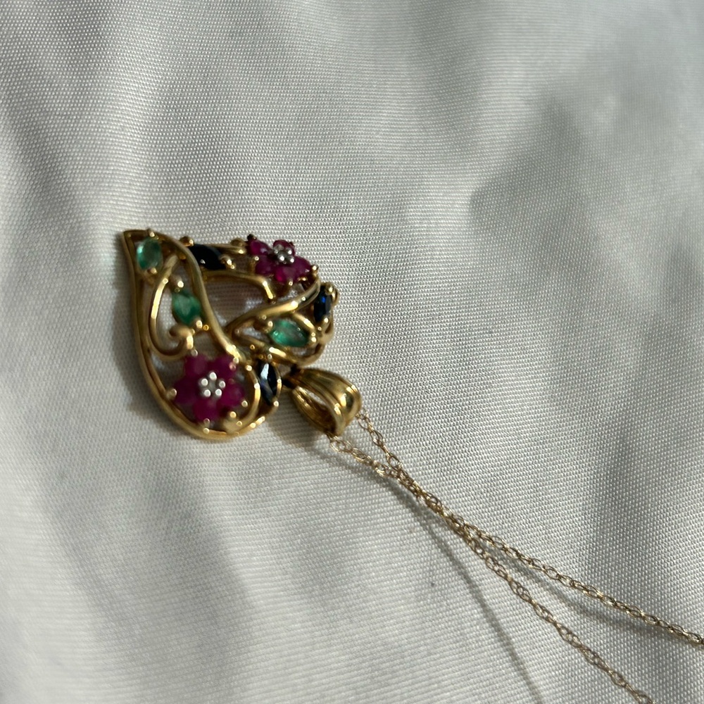 Gold and Red Heart Pendant Necklace